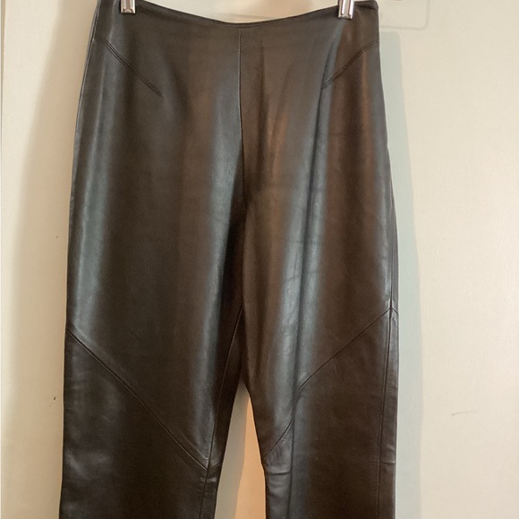 Neto 100% Lambskin Leather High Waisted Pants Colour Brown Size 6 - Picture 2 of 10